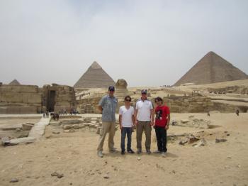 Dr. Shultz with Dr. Don Rahtz and the Tatanaki Brothers during field research in Giza