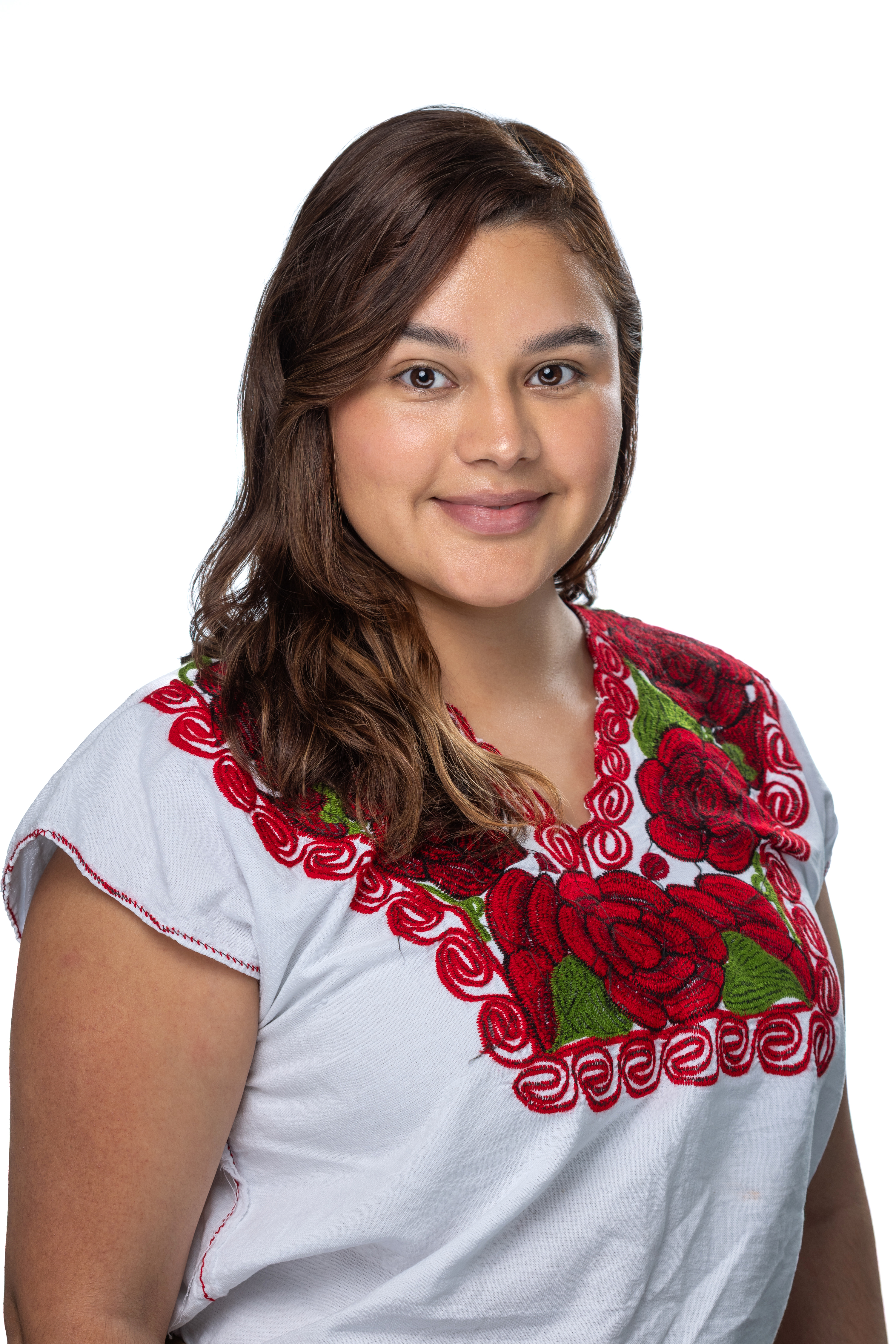 Lilli Melero, Online Bilingual MSW Program Internship Coordinator, wearing a white blouse with red floral embroidery, smiling against a light background. Lilli Melero, Online Bilingual MSW Program Internship Coordinator, wearing a white blouse with red floral embroidery, smiling against a light background.