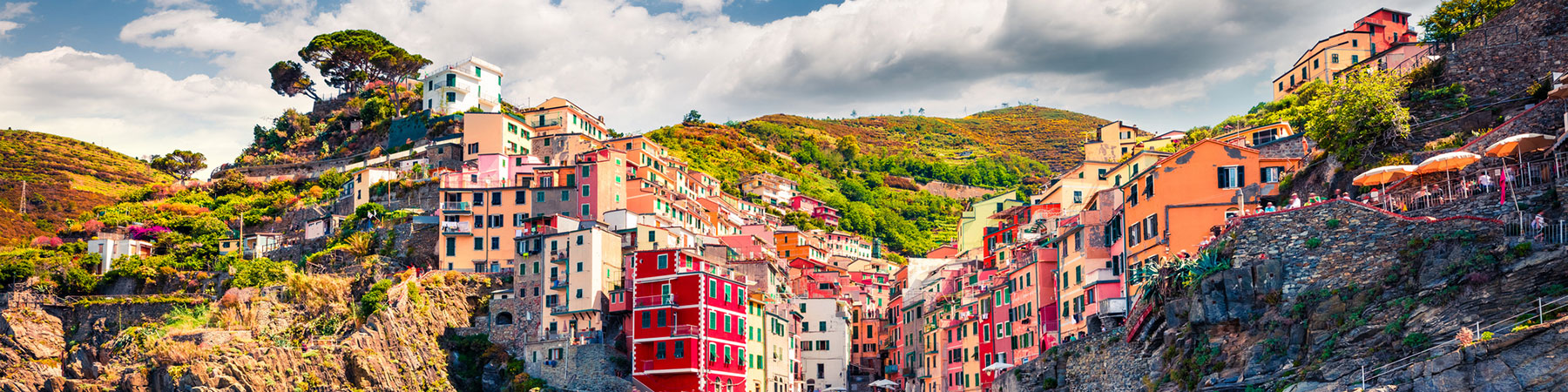 European seaside town on a sunny day.