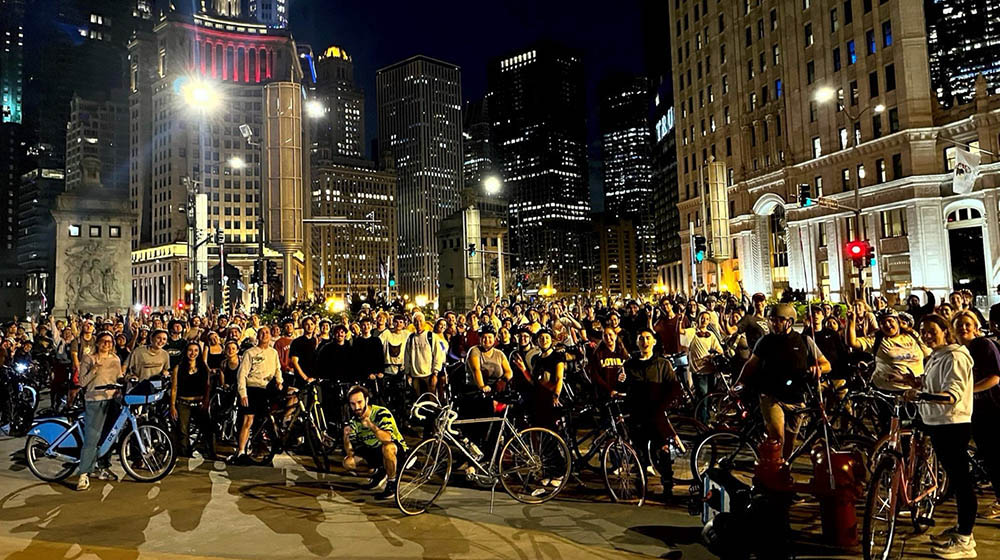 Midnight Bike Riders on Michigan Avenue Midnight Bike Riders on Michigan Avenue