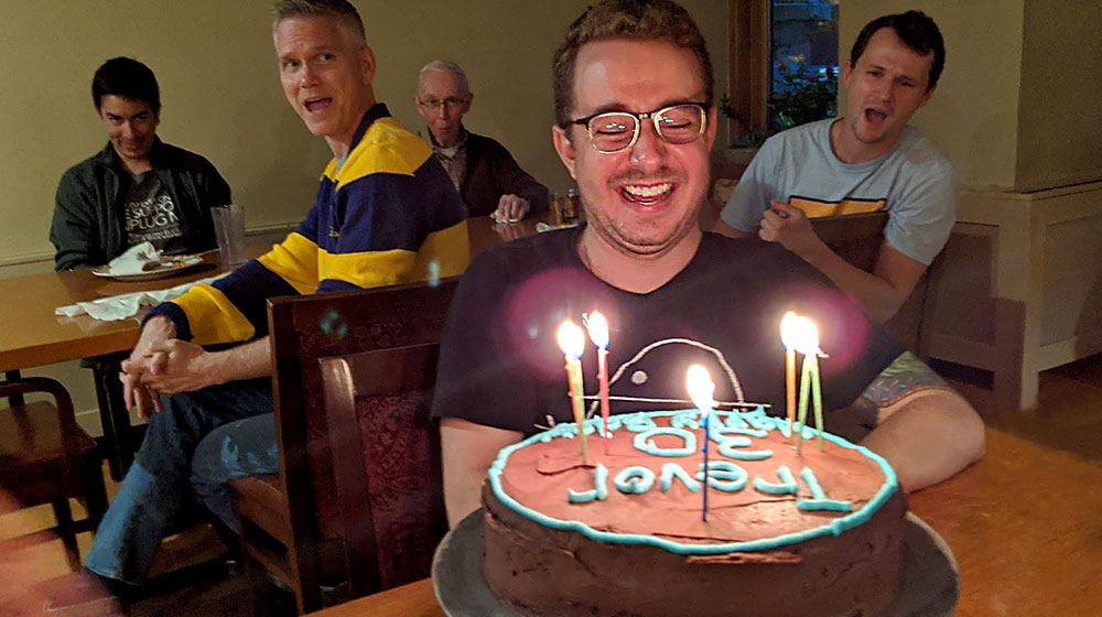 Several of the students from the Jesuit First Studies celebrate a birthday.