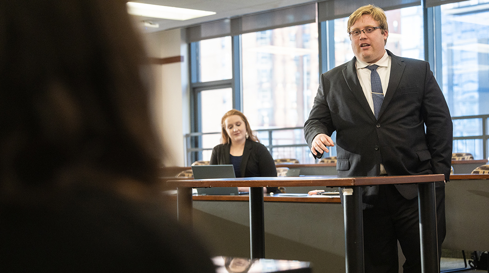 Students participating in mock trial