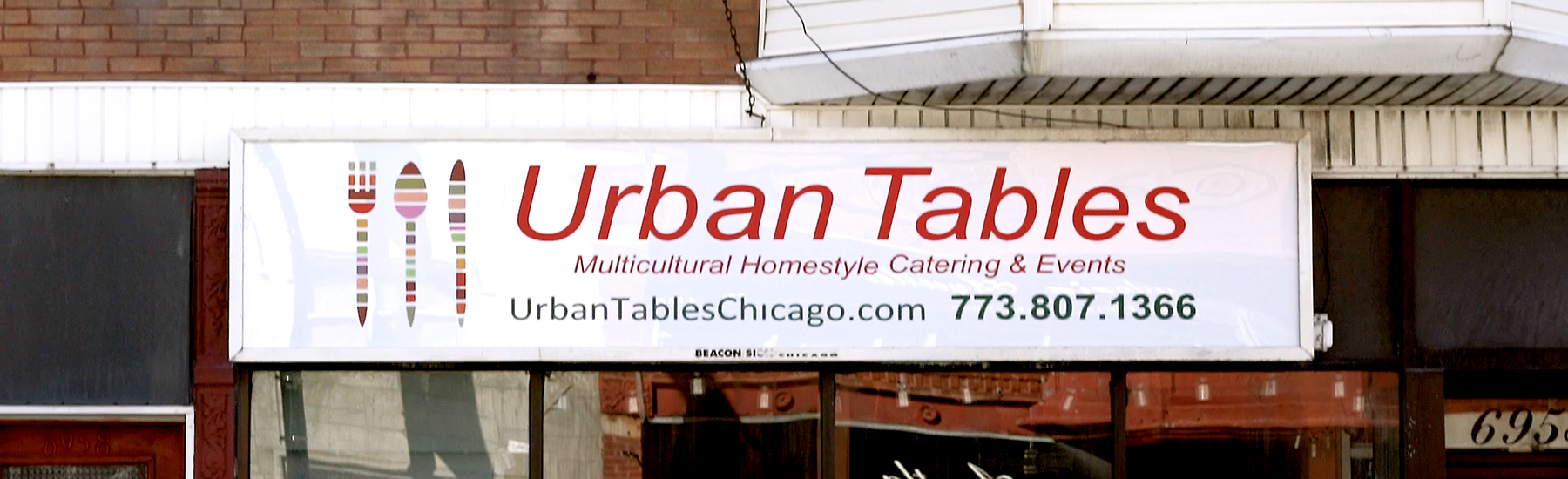 Chicago small business Urban Tables storefront sign