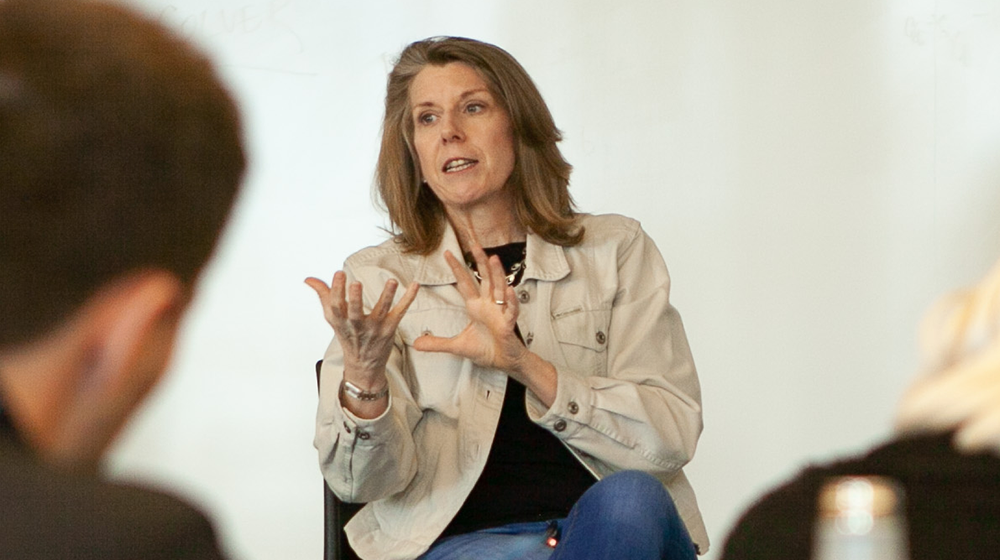 Spiritus Founder and CEO Susan Ramonat visits with Loyola students