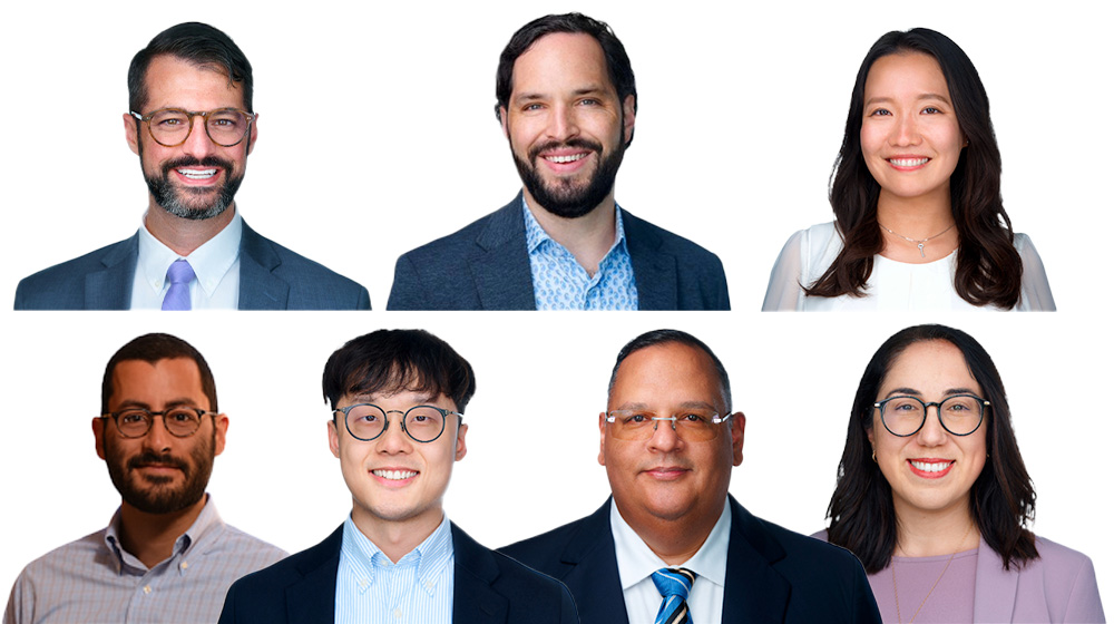 Headshots (left to right) of Gregory Burke, Benjamin Edelstein, Sujin Jeong, Yuxiao (Rain) Luo, Steven Malliaris, Ivan Rivadeneyra, and Irem Sengul Orgut Headshots (left to right) of Gregory Burke, Benjamin Edelstein, Sujin Jeong, Yuxiao (Rain) Luo, Steven Malliaris, Ivan Rivadeneyra, and Irem Sengul Orgut