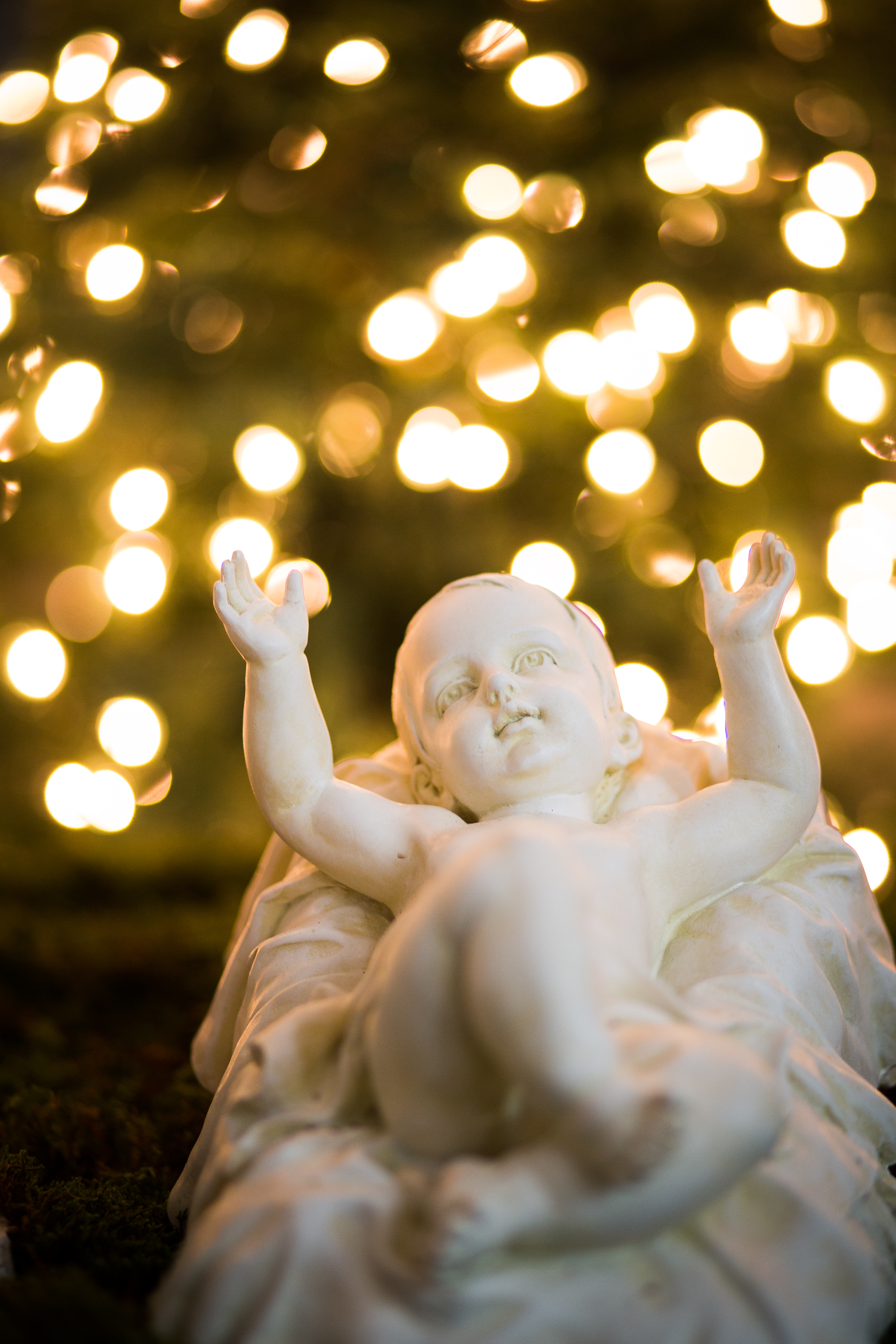 Manger scene close up of Baby Jesus