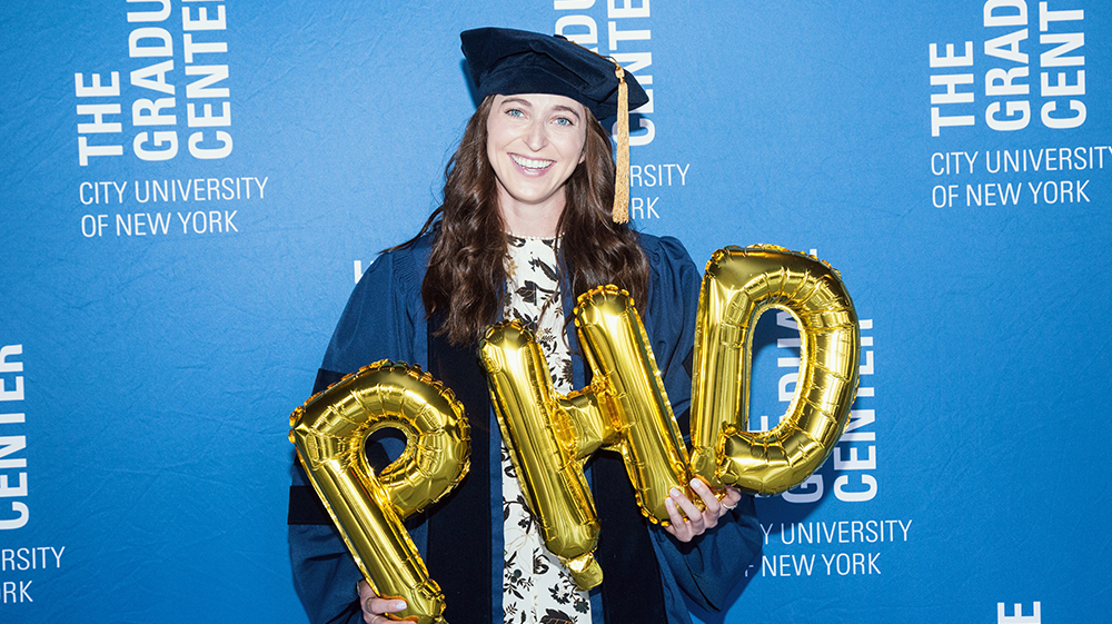 Sosnowski at her PhD graduation in a cap and gown