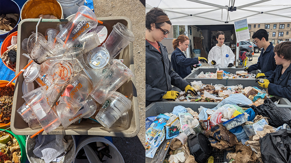 volunteers sorting waste