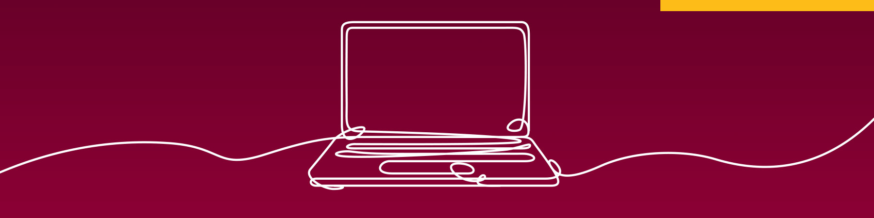 White line illustration of a laptop computer, against a maroon background, to demonstrate Loyola University Chicago's digital and website strategy, design, and development work.